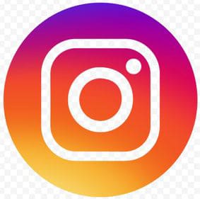 Instagram logo, a white camera on a colorful circle.