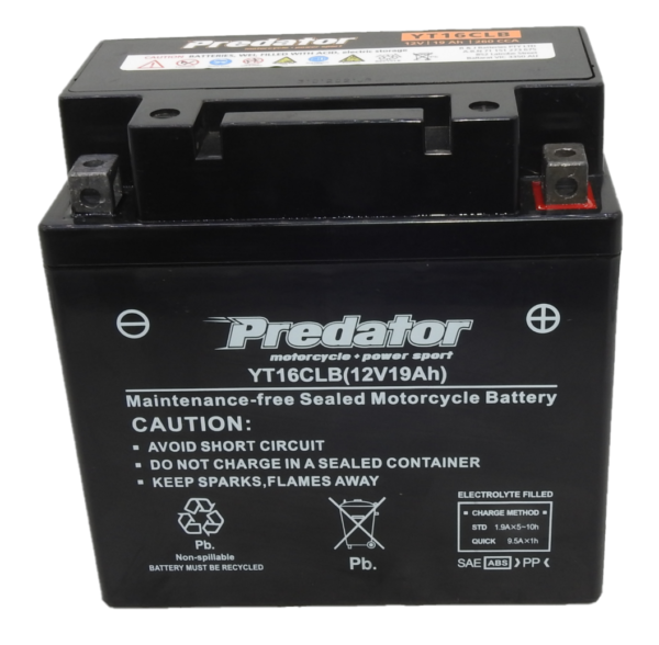 Predator YB16CL-BS Motorcycle Battery