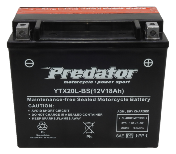 Predator AGM Motorycle Battery (With Acid Pack)