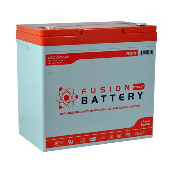 Fusion 12V 55A/Hr AGM Deep Cycle Battery - Image 2