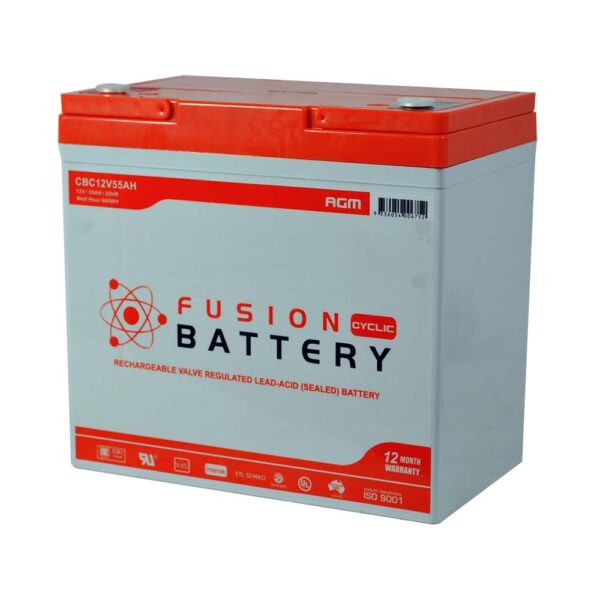 Fusion 12V 55A/Hr AGM Deep Cycle Battery - Image 3